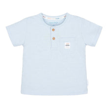T-Shirt Bambino in Cotone Biologico a Righe in Rilievo - Light Blue