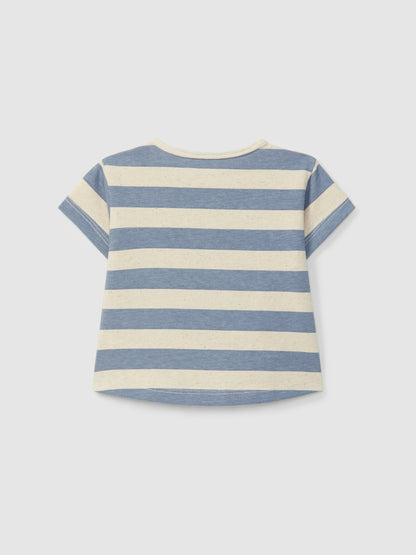 T-shirt in Jersey di Cotone e Lino a Righe