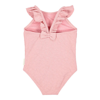 Costume da Bagno Bimba 'Dreamy Pink Rose' (Tessuto 3D e Bottoni al Cavallo)