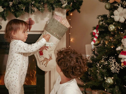 Calza natalia in tessuto ricamato