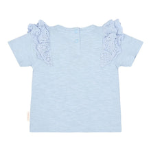 Maglietta Bambina in Cotone Biologico - Azzurra con Volant 'Lovely'