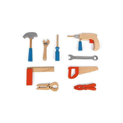 Cassetta degli Attrezzi in Legno per Bambini (9 Accessori) - Brico Kids