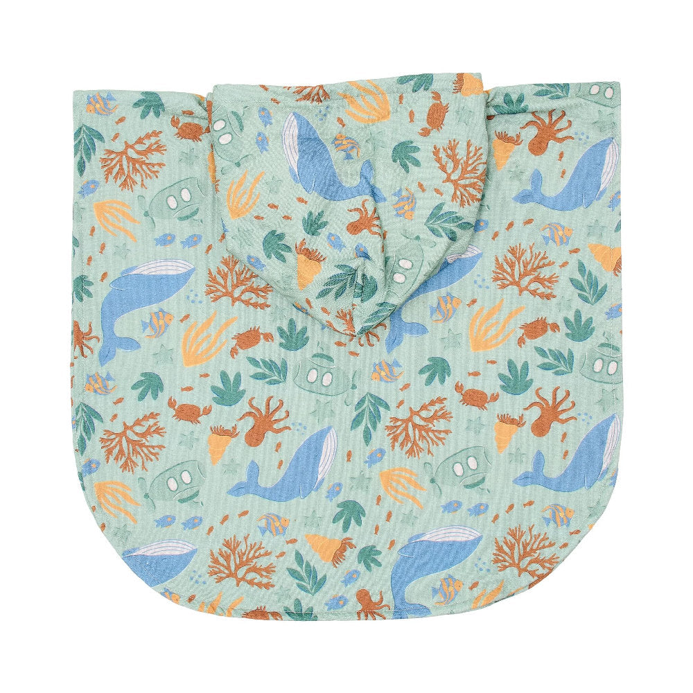Poncho Mare Bambino 'Ocean Friends' in Mussola e Spugna (Cotone Biologico)