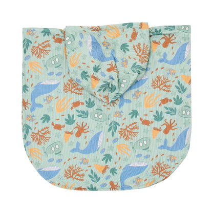 Poncho Mare Bambino 'Ocean Friends' in Mussola e Spugna (Cotone Biologico)