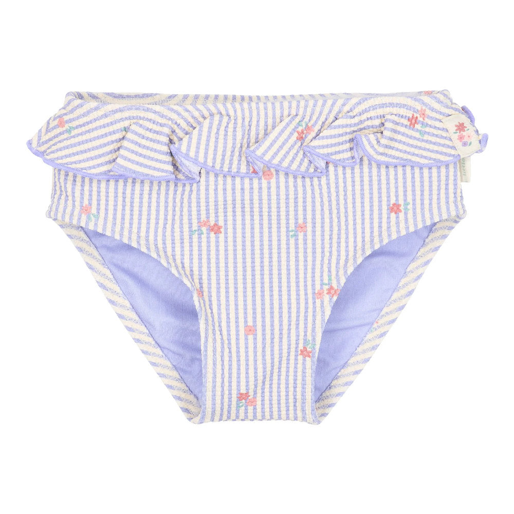 Costume da Bagno Bimba 'Dreamy Stripes' Lilla (con Volant e Tessuto Eco-Friendly)