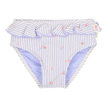 Costume da Bagno Bimba 'Dreamy Stripes' Lilla (con Volant e Tessuto Eco-Friendly)