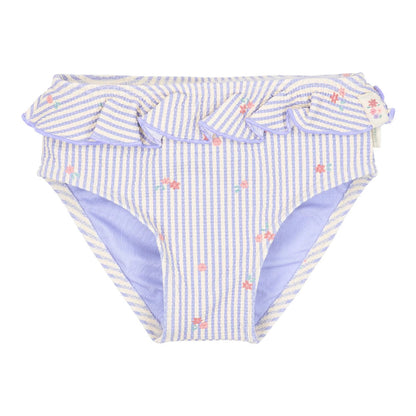Costume da Bagno Bimba 'Dreamy Stripes' Lilla (con Volant e Tessuto Eco-Friendly)