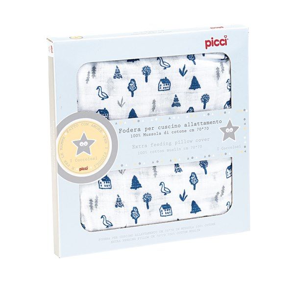 Fodera per cuscino allattamento in mussole cotone - 70x70 cm - Compatibile con Boppy