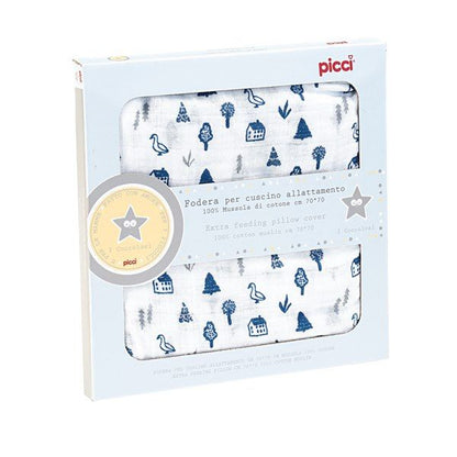 Fodera per cuscino allattamento in mussole cotone - 70x70 cm - Compatibile con Boppy