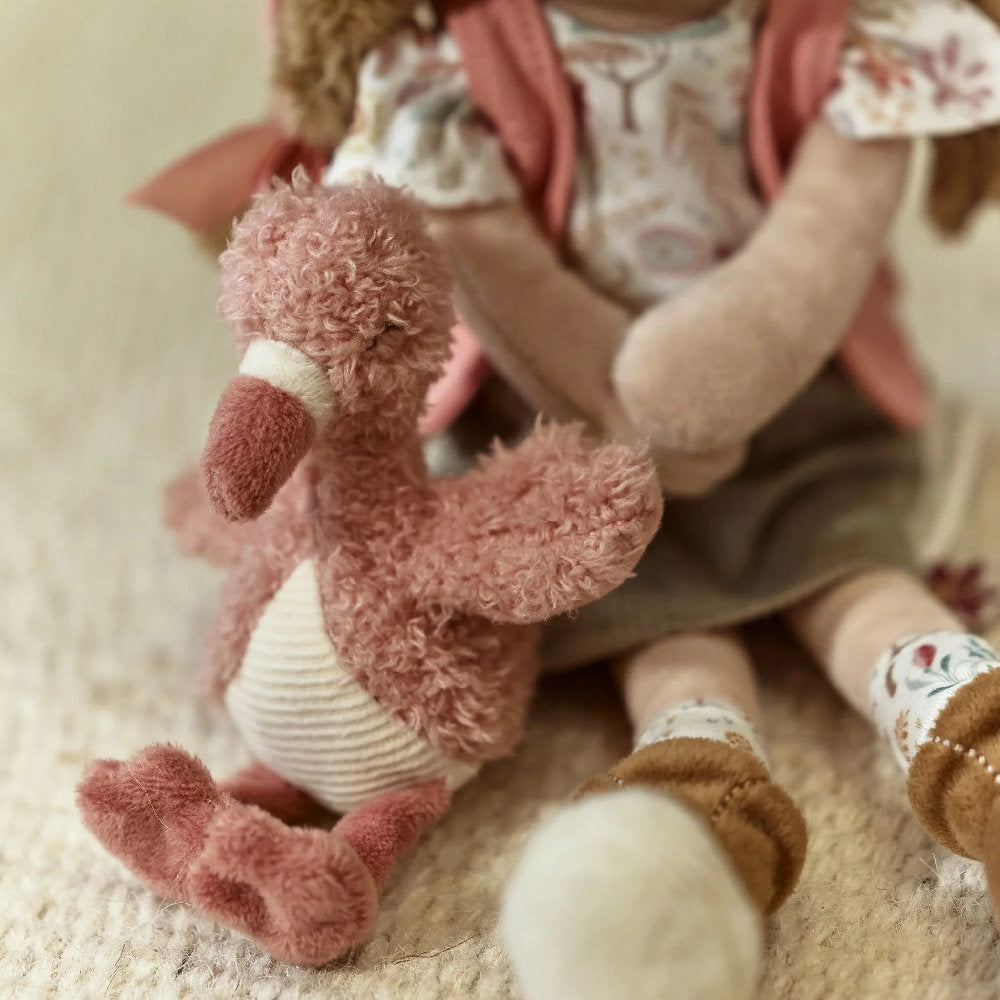 Peluche Bambola di Stoffa 'Rosa Safari' Little Dutch con Fenicottero (35 cm)