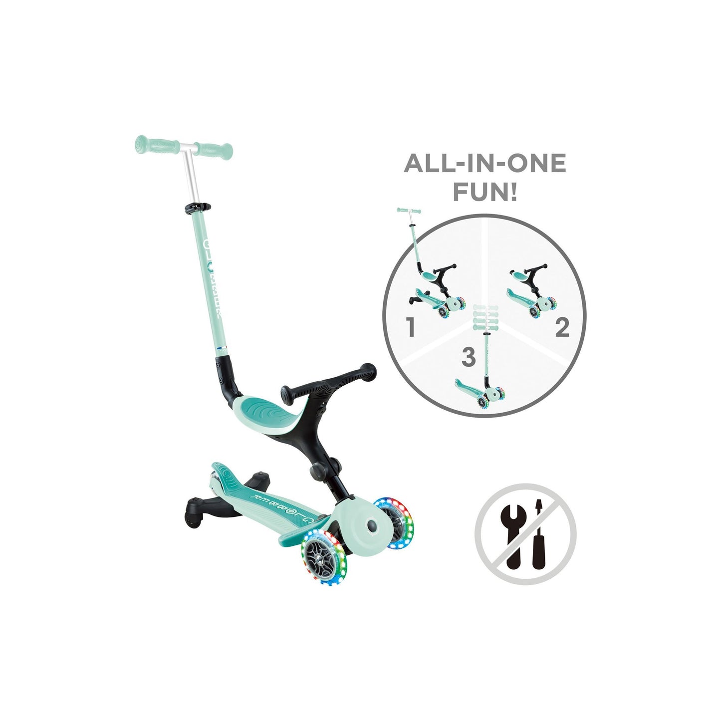 Monopattino Evolutivo 3-in-1 Globber GO UP ACTIVE LIGHTS 360°