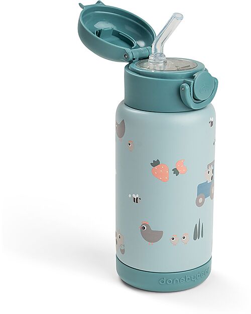 Borraccia Termica con Cannuccia e Apertura a Pulsante - 340ml