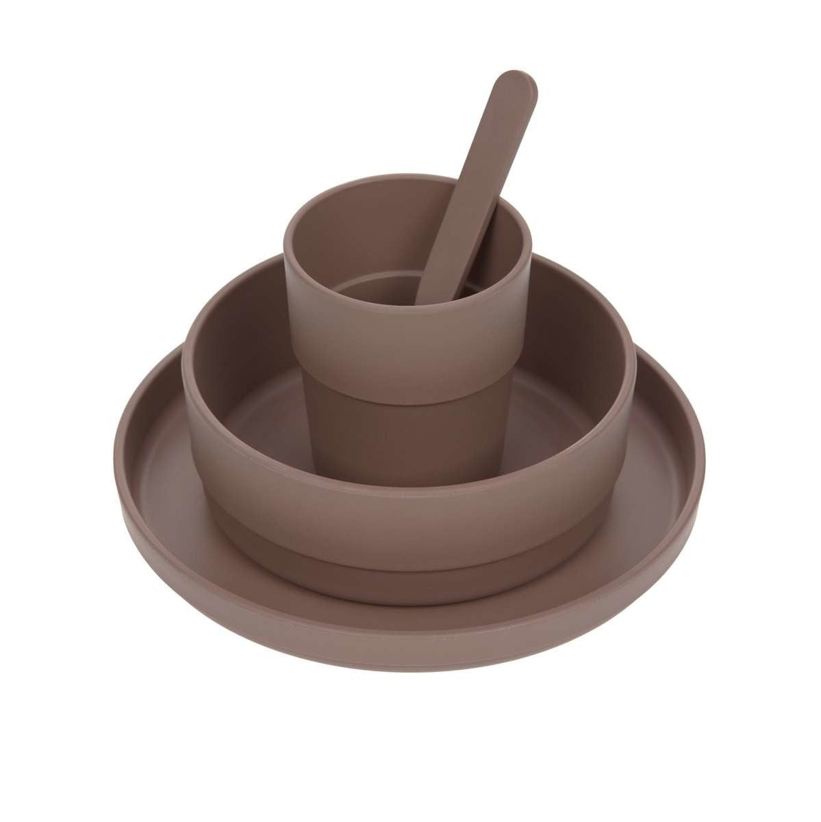 Set piatti 4 pezzi - Ciotola, piatto,bicchiere e cucchiaio
