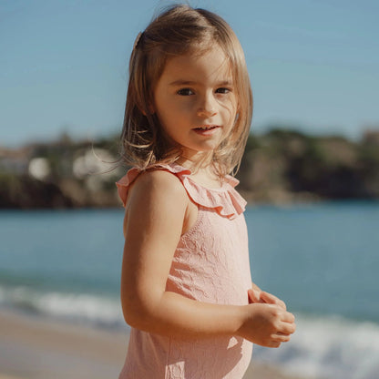 Costume da Bagno Bimba 'Dreamy Pink Rose' (Tessuto 3D e Bottoni al Cavallo)