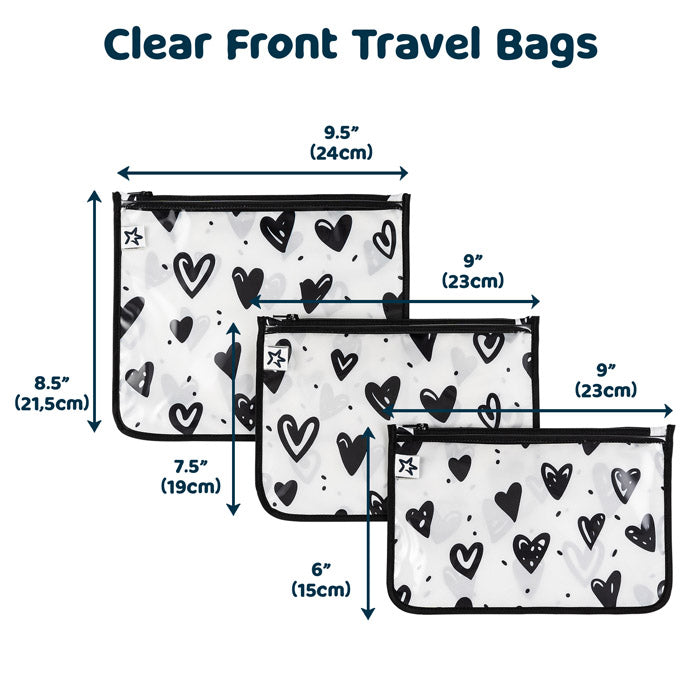 Set 3 Bustine da Viaggio Impermeabili con Zip - Trasparenti e in materiale riciclato OEKO-TEX