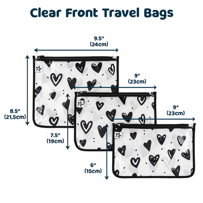 Set 3 Bustine da Viaggio Impermeabili con Zip - Trasparenti e in materiale riciclato OEKO-TEX