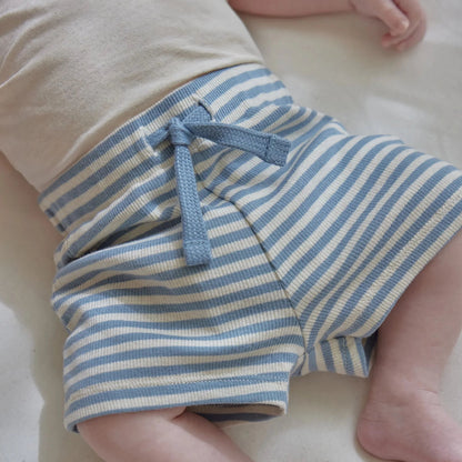 Pantaloncini Corti a Righe a Costine in Cotone Biologico