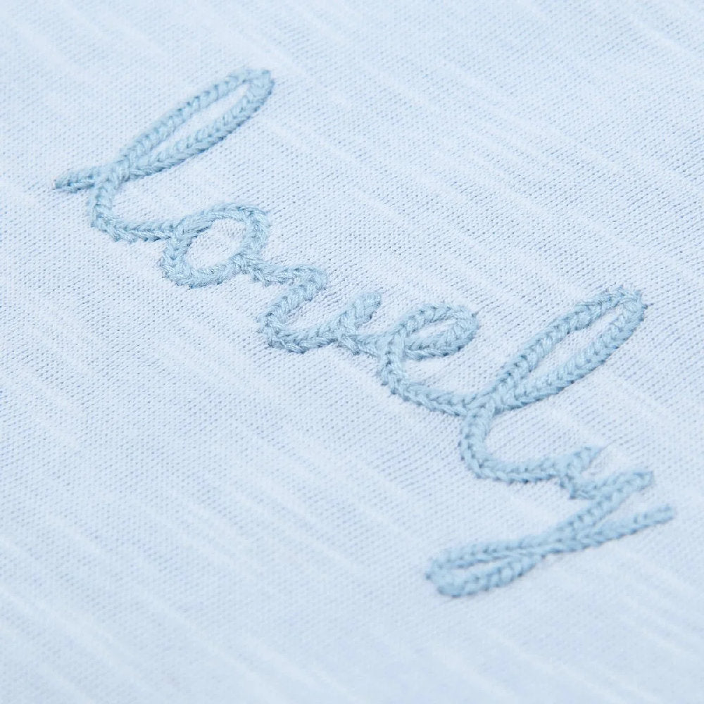 Maglietta Bambina in Cotone Biologico - Azzurra con Volant 'Lovely'