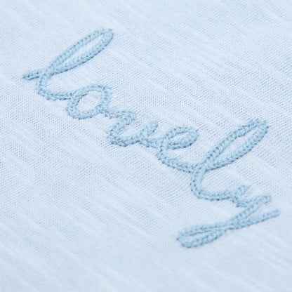 Maglietta Bambina in Cotone Biologico - Azzurra con Volant 'Lovely'