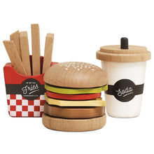 Set Hamburger Fast Food in Legno con Accessori (13 Pezzi)