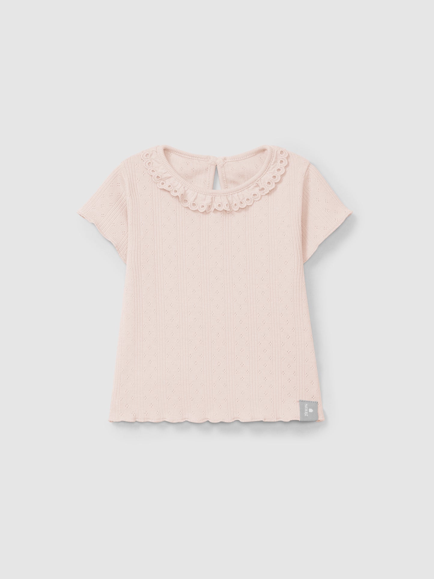 T-SHIRT AJOURS CON COLLETTO A VOLANT 5S111