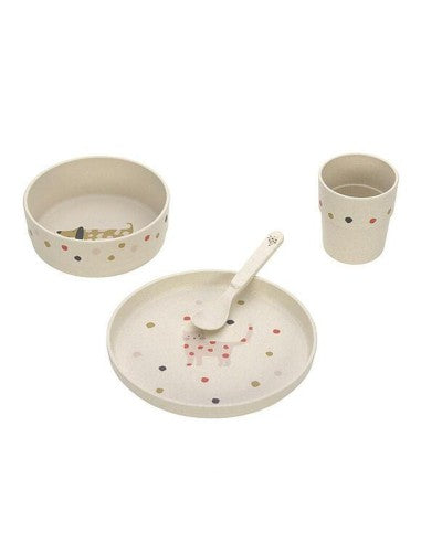 Set piatti 4 pezzi - Ciotola, piatto,bicchiere e cucchiaio