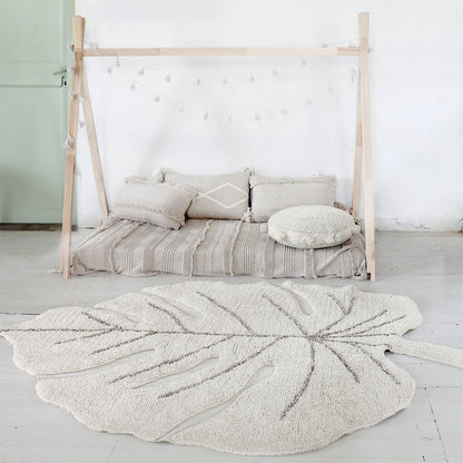 Tappeto lavabile Foglia di Monstera - 97% cotone naturale - Lavabile in lavatrice