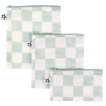 Set 3 buste per gli snack impermeabili con zip - riutilizzabili, lavabili, in materiale riciclato oeko-tex - per per bambino e viaggio
