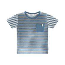 T-Shirt Bambino a Righe in Cotone Biologico - Indigo e Sabbia