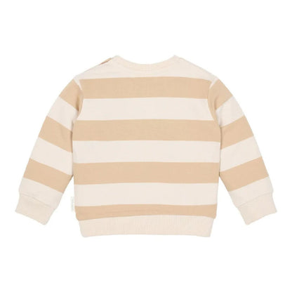 Maglioncino Bambino in Felpa Leggera a Righe in Cotone Biologico - Color Biscotto