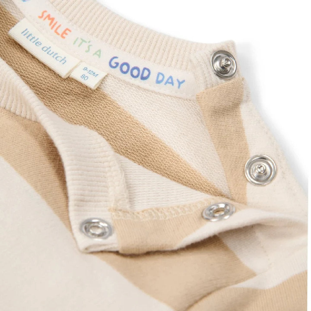 Maglioncino Bambino in Felpa Leggera a Righe in Cotone Biologico - Color Biscotto