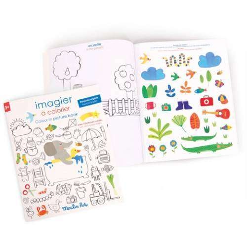 Libro da Colorare I Primi Passi - Moulin Roty - Les Popipop - Album con 125 Stickers