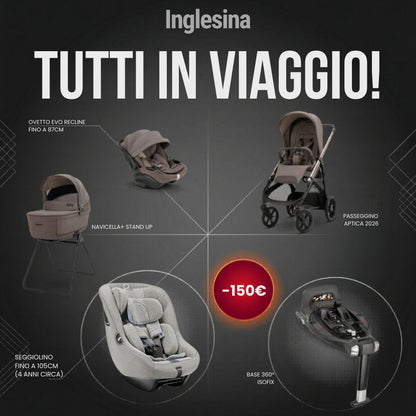 Inglesina - Aptica 2026 con ovetto Evo Recline + Base rotante 360 + seggiolino auto Darwin Next Stage