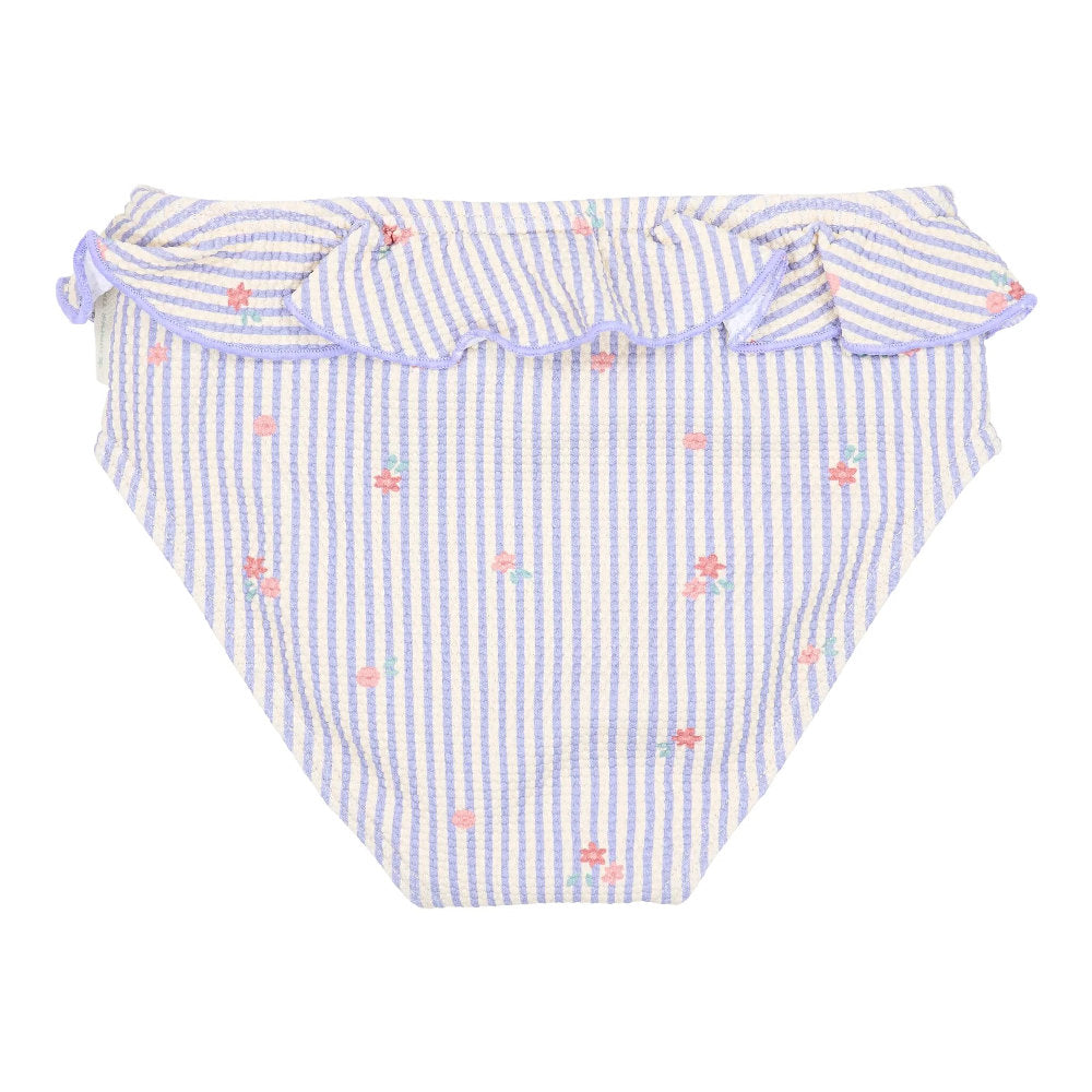 Costume da Bagno Bimba 'Dreamy Stripes' Lilla (con Volant e Tessuto Eco-Friendly)