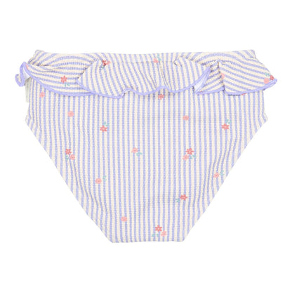 Costume da Bagno Bimba 'Dreamy Stripes' Lilla (con Volant e Tessuto Eco-Friendly)