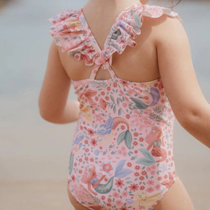 Costume da Bagno Bimba 'Dreamy Mermaid' (Bottoni al Cavallo e Volant)