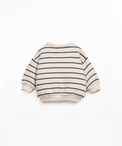 Felpa in cotone a righe - 89% Cotone rigenerato