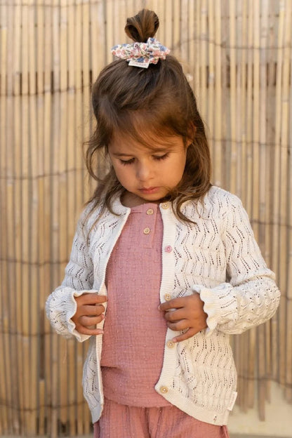 Top Smanicato Bambina in Cotone Biologico con Volant - Pink Blush