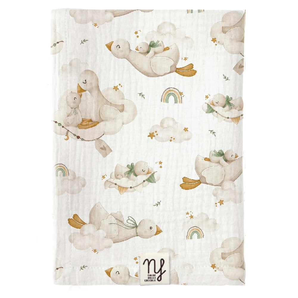 Mussola per neonato in doppia garza di Cotone (Multiuso e Made in Italy) - 90x65cm