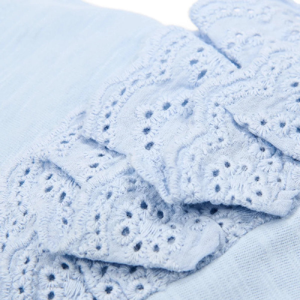 Maglietta Bambina in Cotone Biologico - Azzurra con Volant 'Lovely'