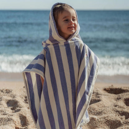 Poncho Mare per Bambini 'Dreamy Stripes' Lilla (Spugna in Cotone Biologico)