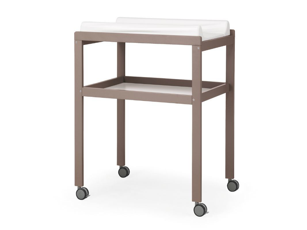 Mobile Fasciatoio Mini in Legno di Faggio con Ruote e Materassino in PVC - 76,5x53,5x100cm