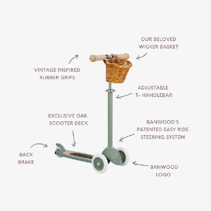 Monopattino a 3 Ruote Vintage con Cestino in Vimini - Easy Ride