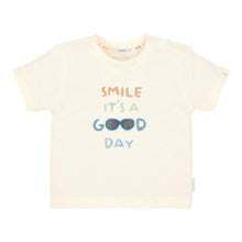 T-Shirt Bambino in Cotone Biologico con Grafica 'Smile' - Crema