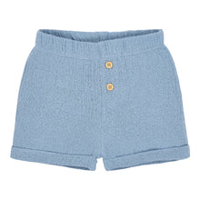 Pantaloncini Corti in Mussola di Cotone Biologico con Bottoni - Blu