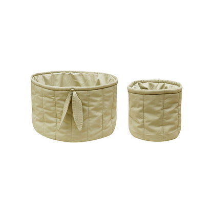 Set cestini trapuntati 100% cotone organico - bamboo collection - 2 pezzi - diamentro 20x30cm e 15x15cm