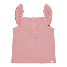 Top Smanicato Bambina in Cotone Biologico con Volant - Pink Blush