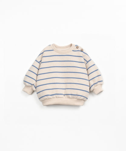 Felpa in cotone a righe - 89% Cotone rigenerato