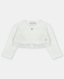 Cardigan Corto in Maglia 100% Cotone con pizzo