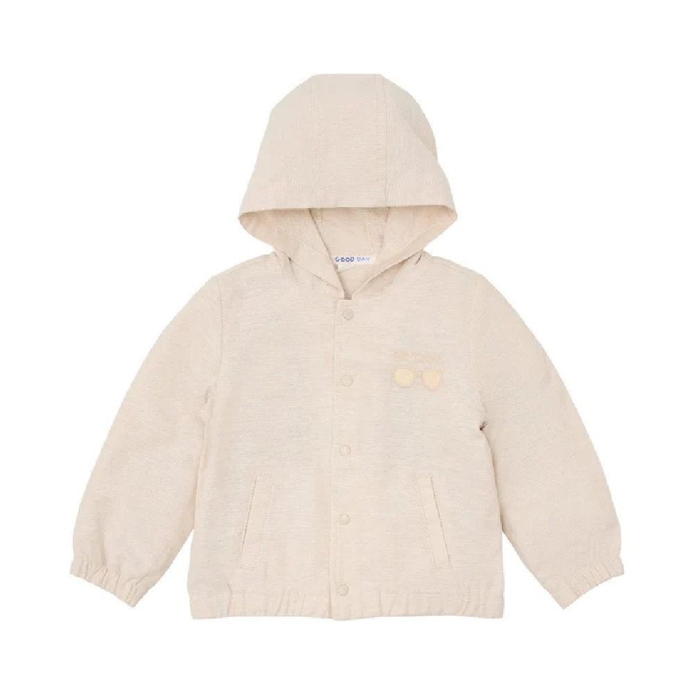 Cardigan con Cappuccio Bambino in Cotone Biologico - Sabbia Melange